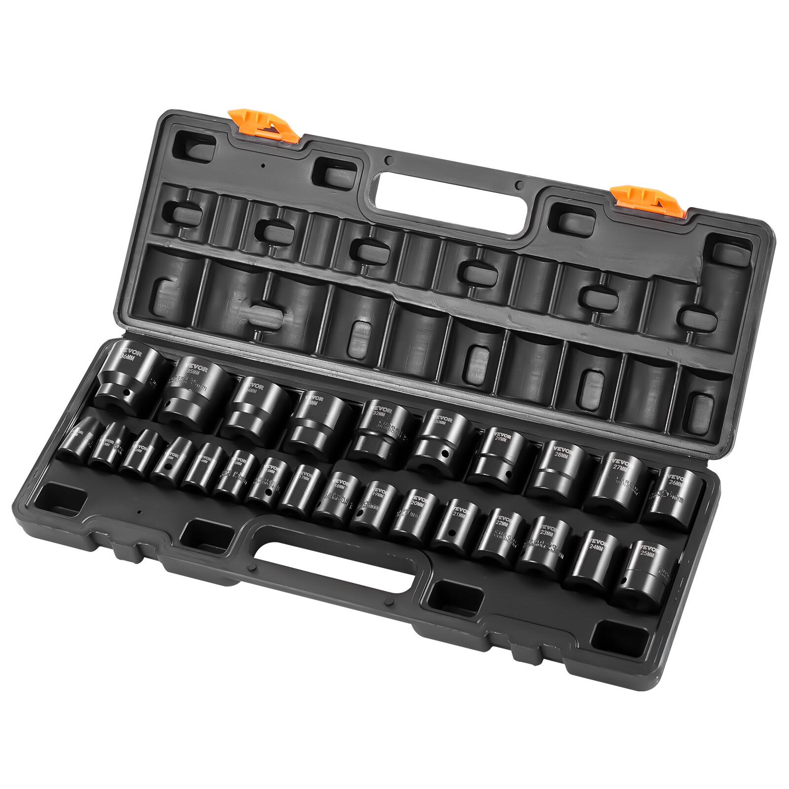 26PCS Impact Sockets Set 1/2 Inch DriveStandard Length Impact Set 6-Point