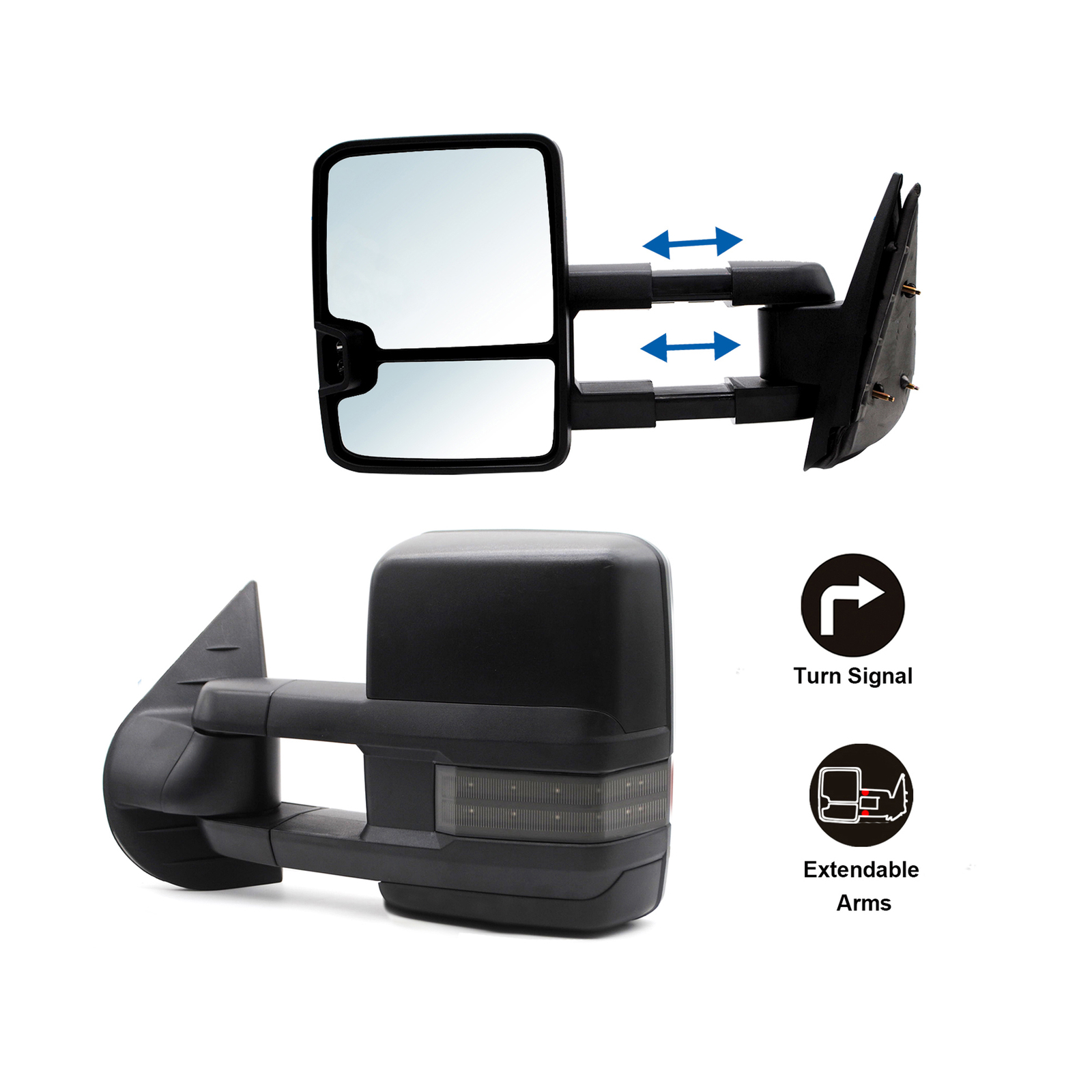 Manual Fold Tow Mirrors Fit 2009 2010 2011 2012 2013 Chevy Silverado 1500 2500