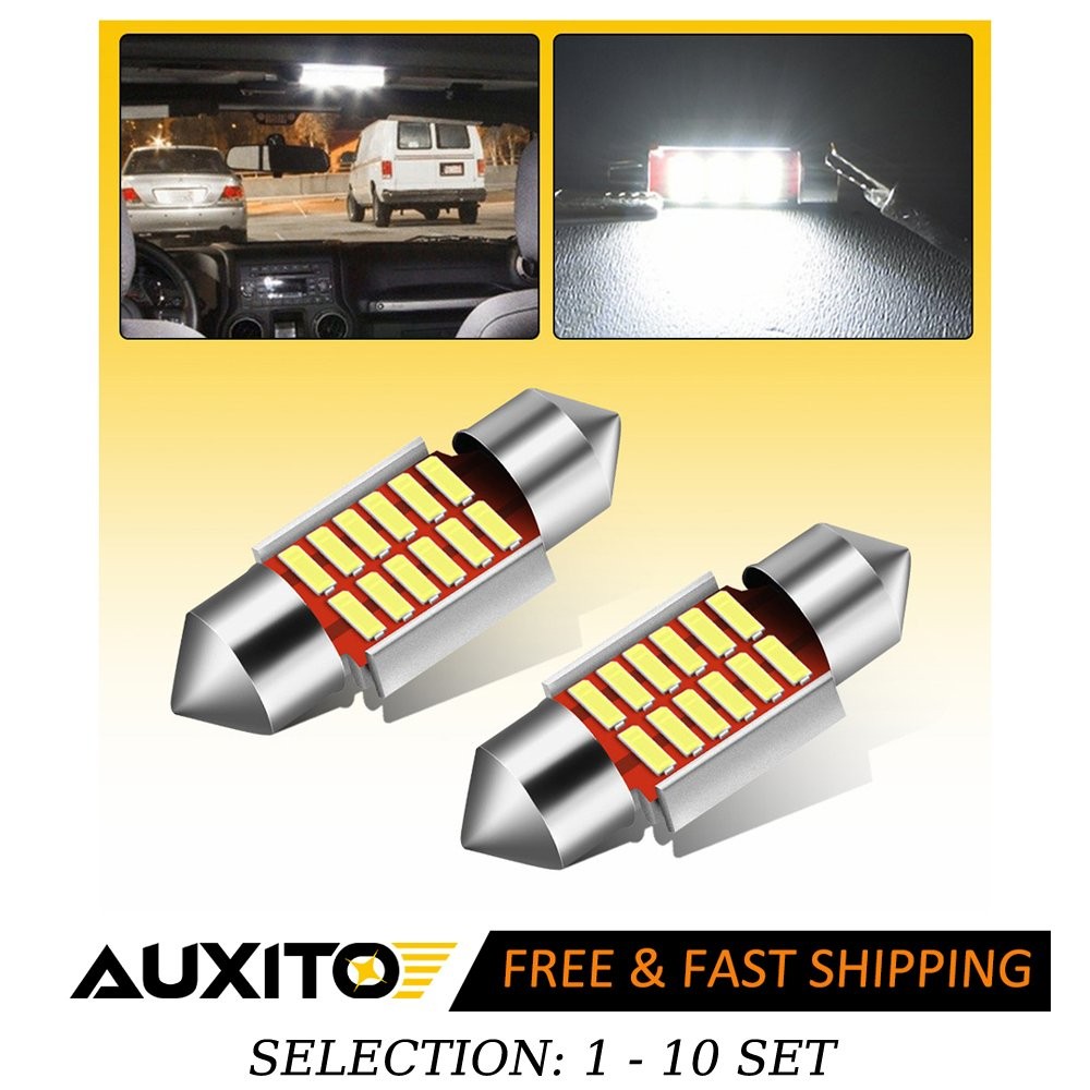 AUXITO LED License Plate Trunk Light Bulb 4014SMD 12-Chips 31MM 6000K White 2-20