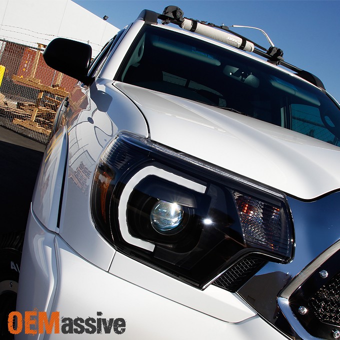*PRO U-Bar Mono-Eye Style* Fits 2012 Tacoma LED Black Smoke Projector Headlight