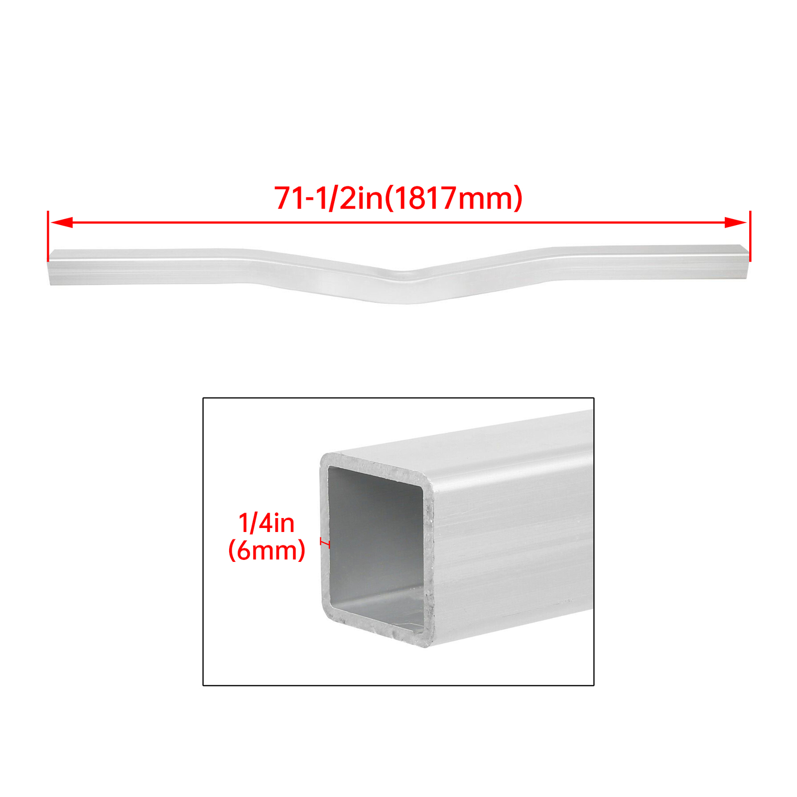 Universal Boat Trailer Crossmember Square Tube V-Bend Crossbar Aluminum Silver