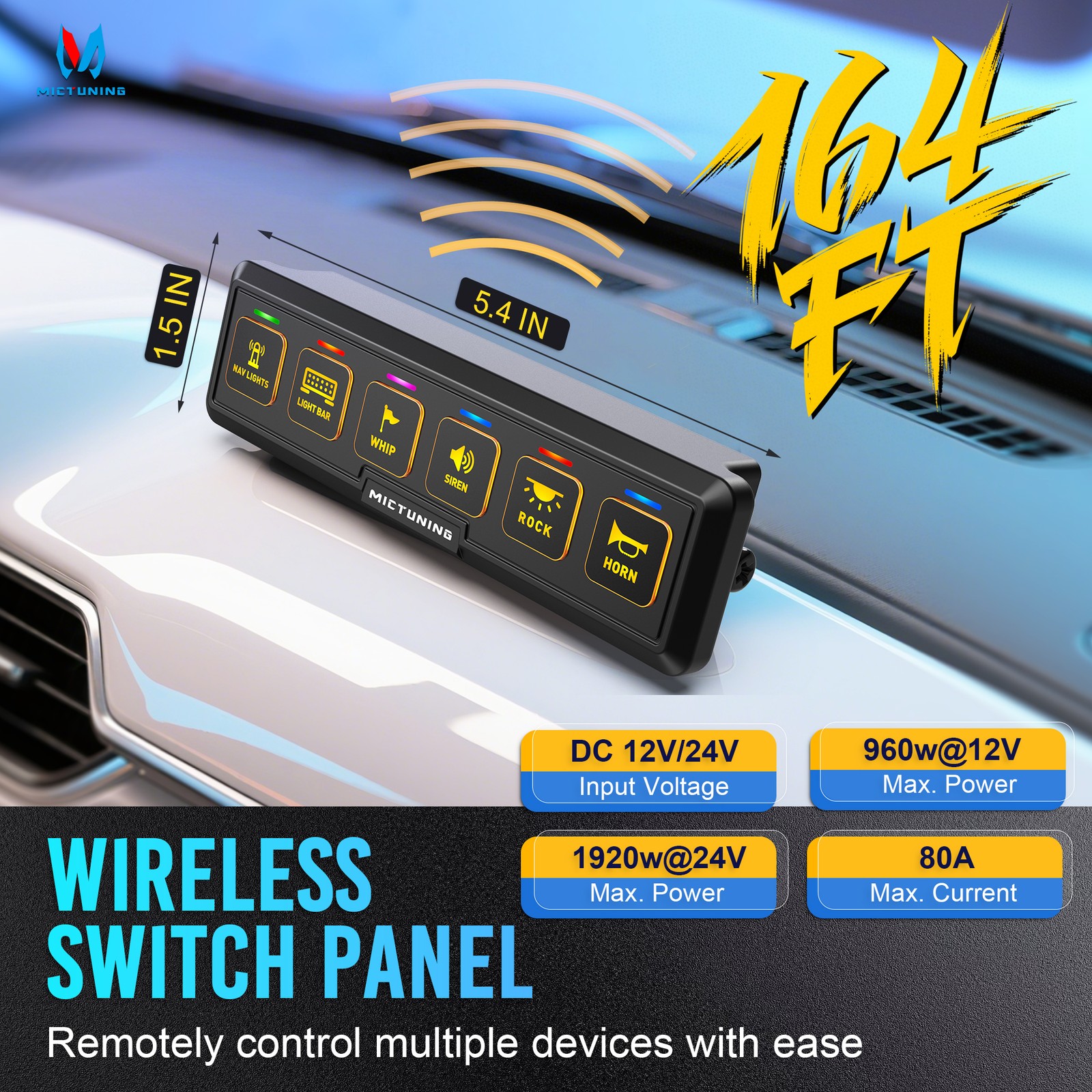 6 Gang Wireless Switch Panel LED Relay System Circuit Control Box Marine 12v-24v