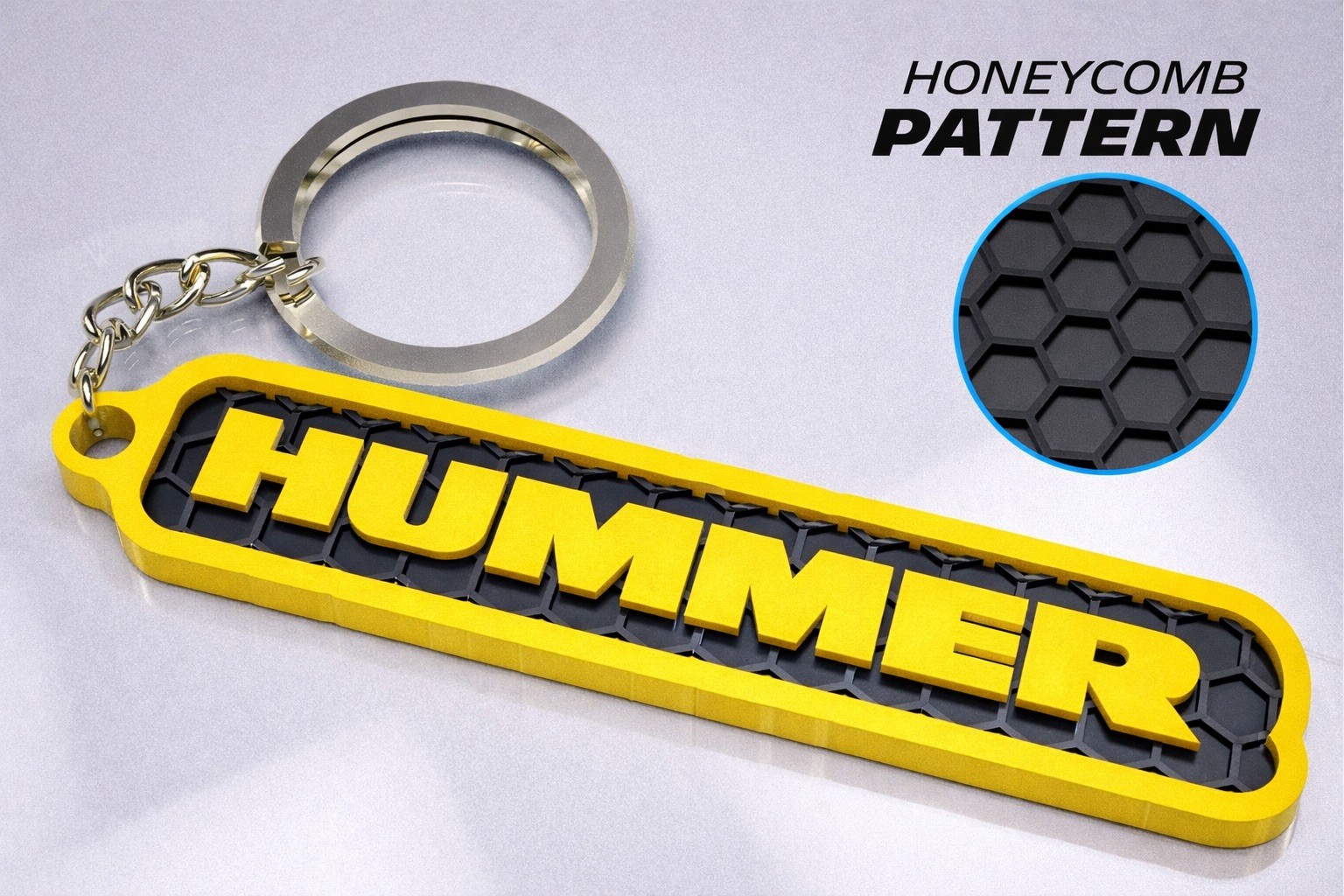 Car & Truck Enthusiast Keychain – 3D Honeycomb – Compatible With Hummer