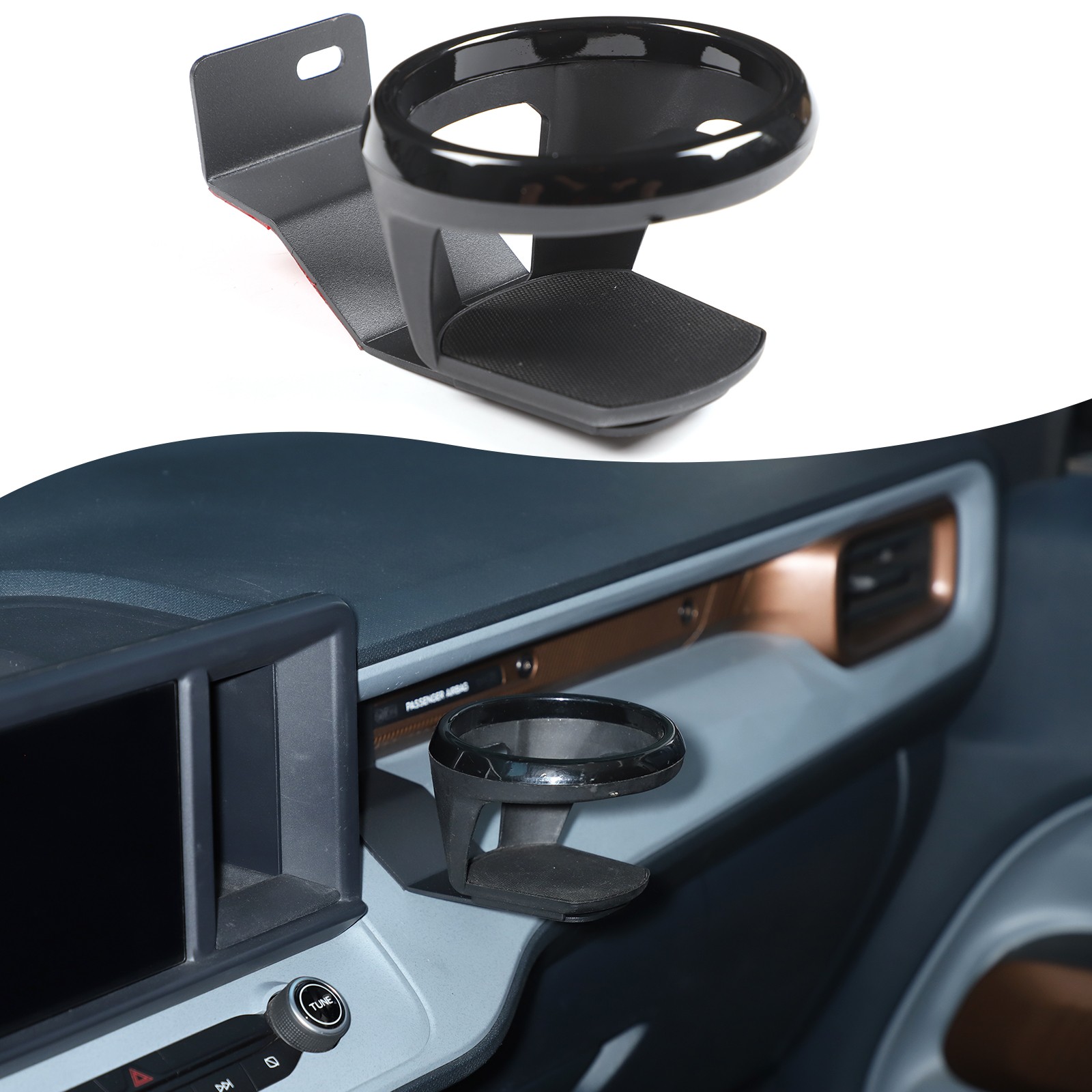 Navigation Screen Right Cup Holder Carbon Steel+ABS Black For Ford Maverick 22+