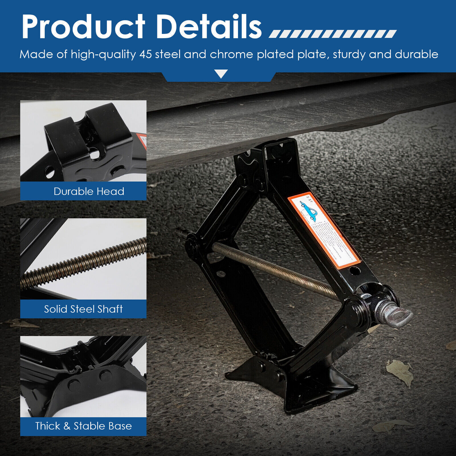 2 Ton，3 Ton Scissor Jack Handle Crank Wheel Lug Wrench Tool Kit Car Garage Tire