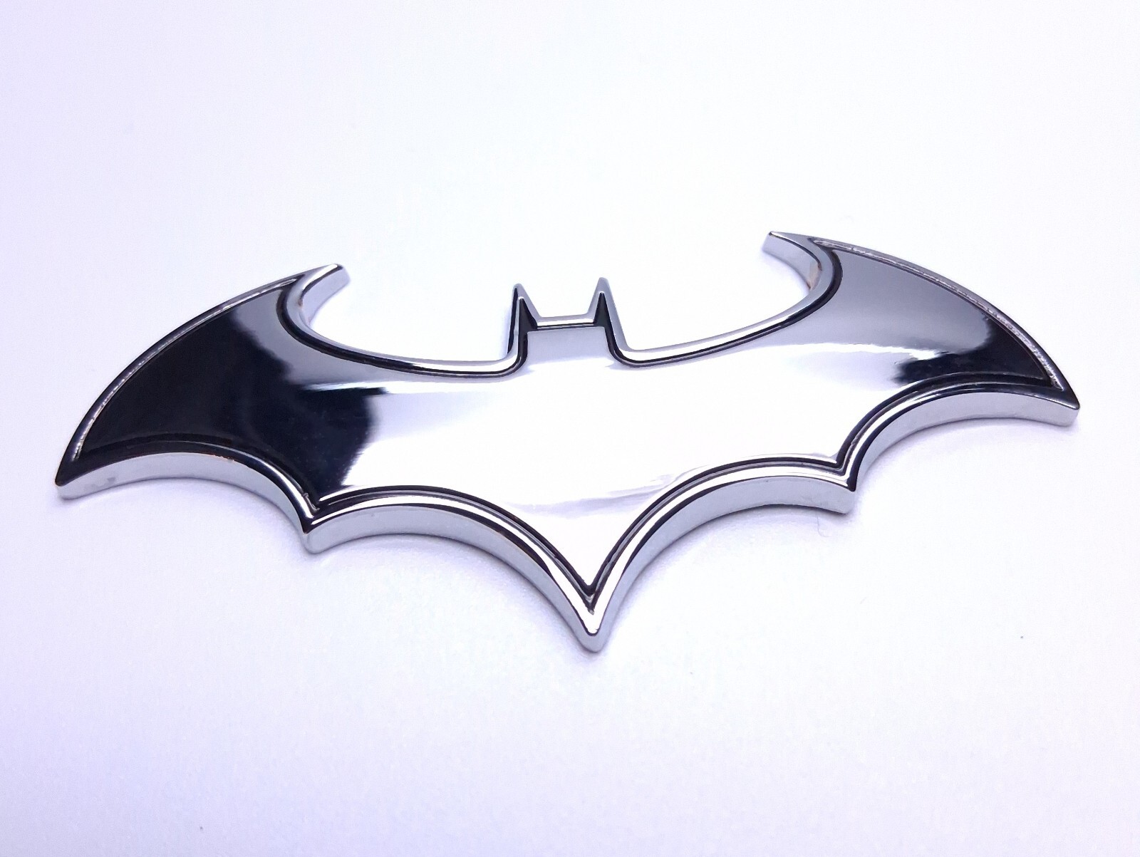 BAT 3D CAR CHROME SILVER FINISH METAL EMBLEM STICKER DECAL BADGE
