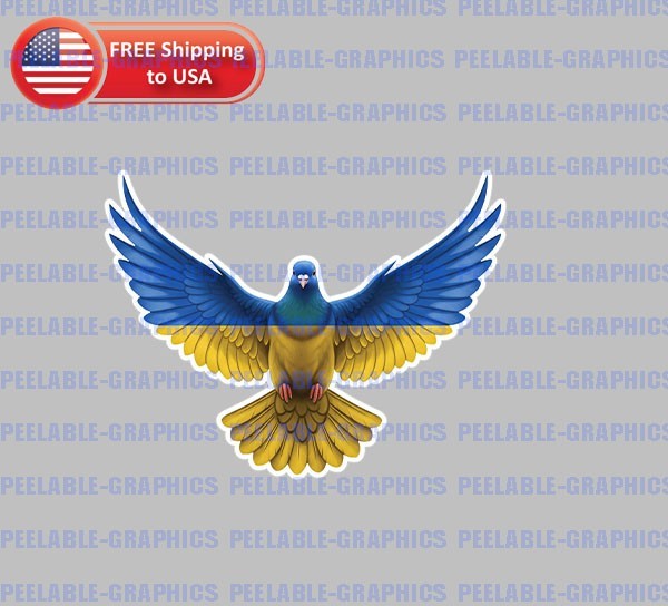 Dove Ukraine Flag Ukrainian Vinyl Decal Sticker A