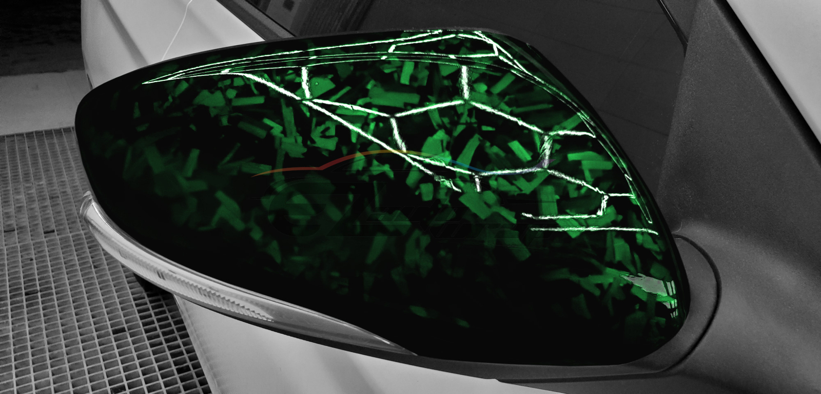 24K Chopped Forged Carbon Fiber Gloss Venom Green Vinyl Wrap Sticker Decal Sheet