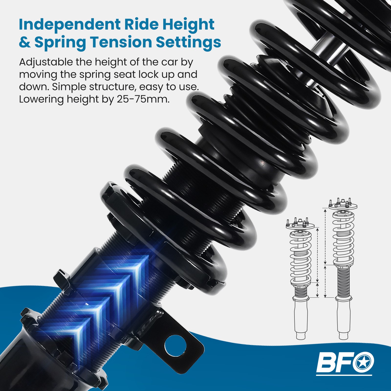 BFO Coilover Lowering Kit For Toyota Corolla 03-08 / Matrix 03-08 E120 E130