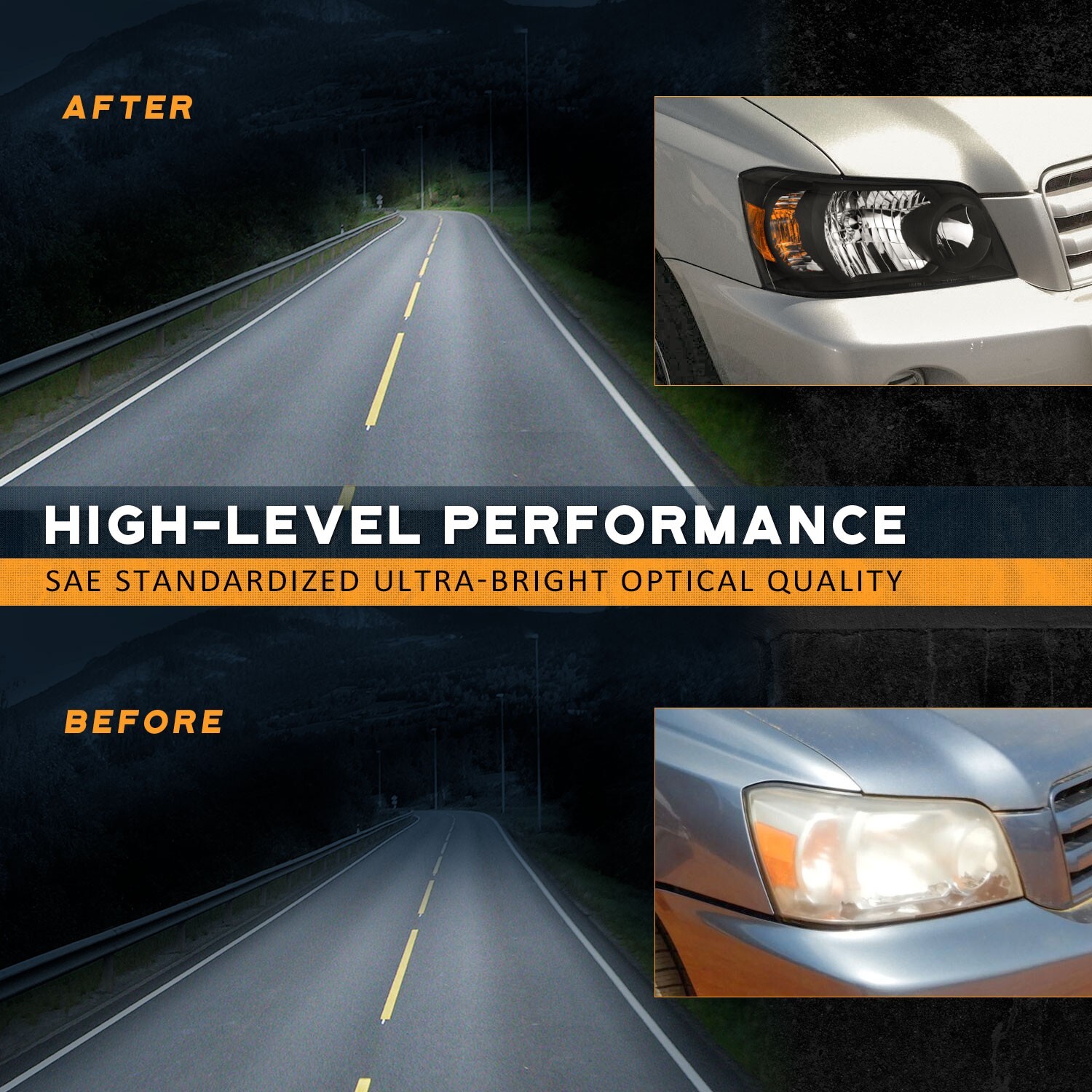 WEELMOTO Pair Headlights For 2004-2006 Toyota Highlander Driver and Passenger