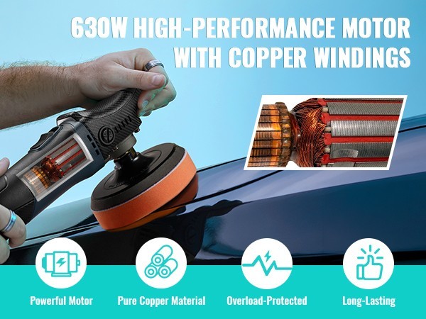AUTIWOZ W04 Car Buffer Polisher Rotary 4-Inch/5-Inch Polishing Machine 6 Speeds