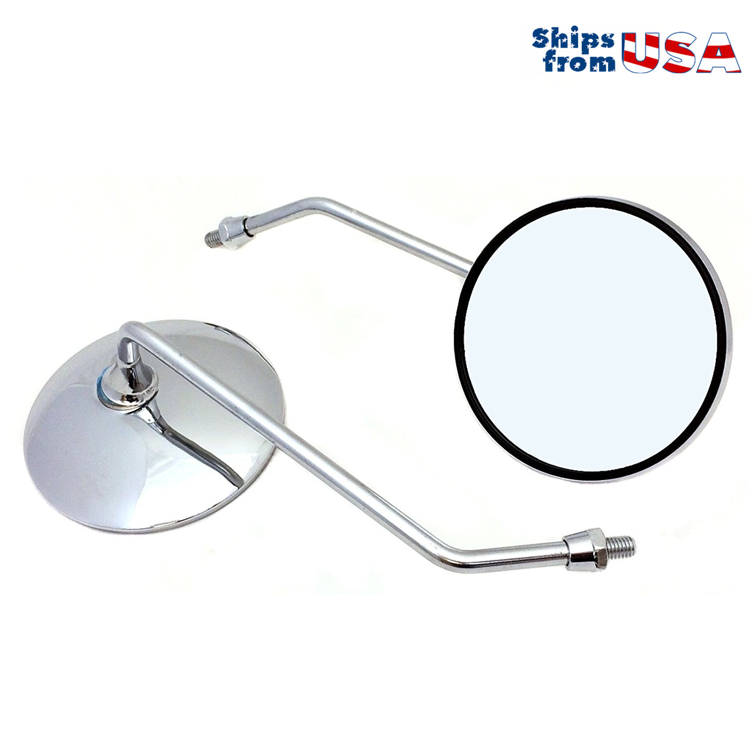 Motorcycle Rearview Mirror Set 8mm Chrome Round Shape – Classic Style