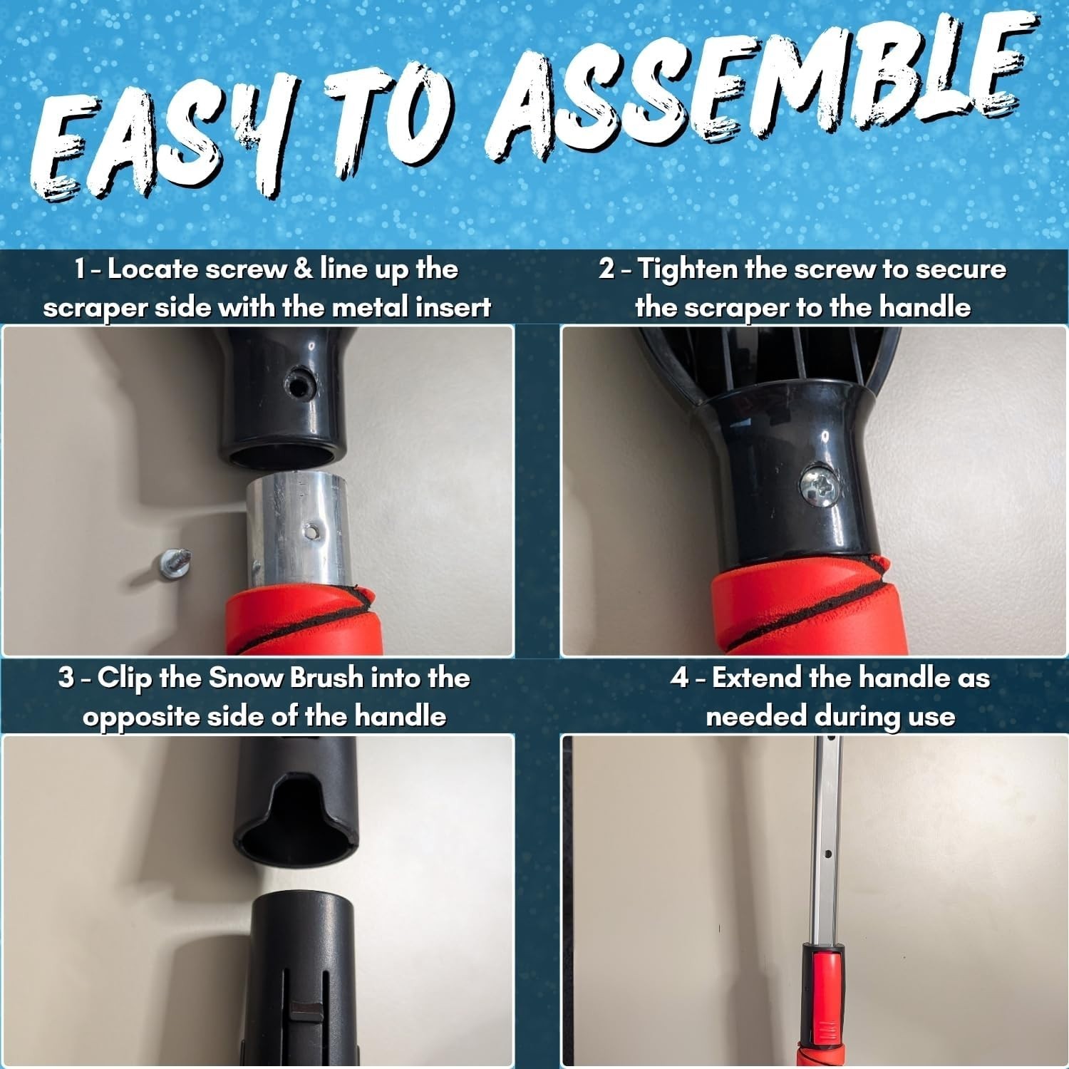 Winter Warrior Ice Scraper & Snow Brush – Telescopic to 28” for Extreme Weather