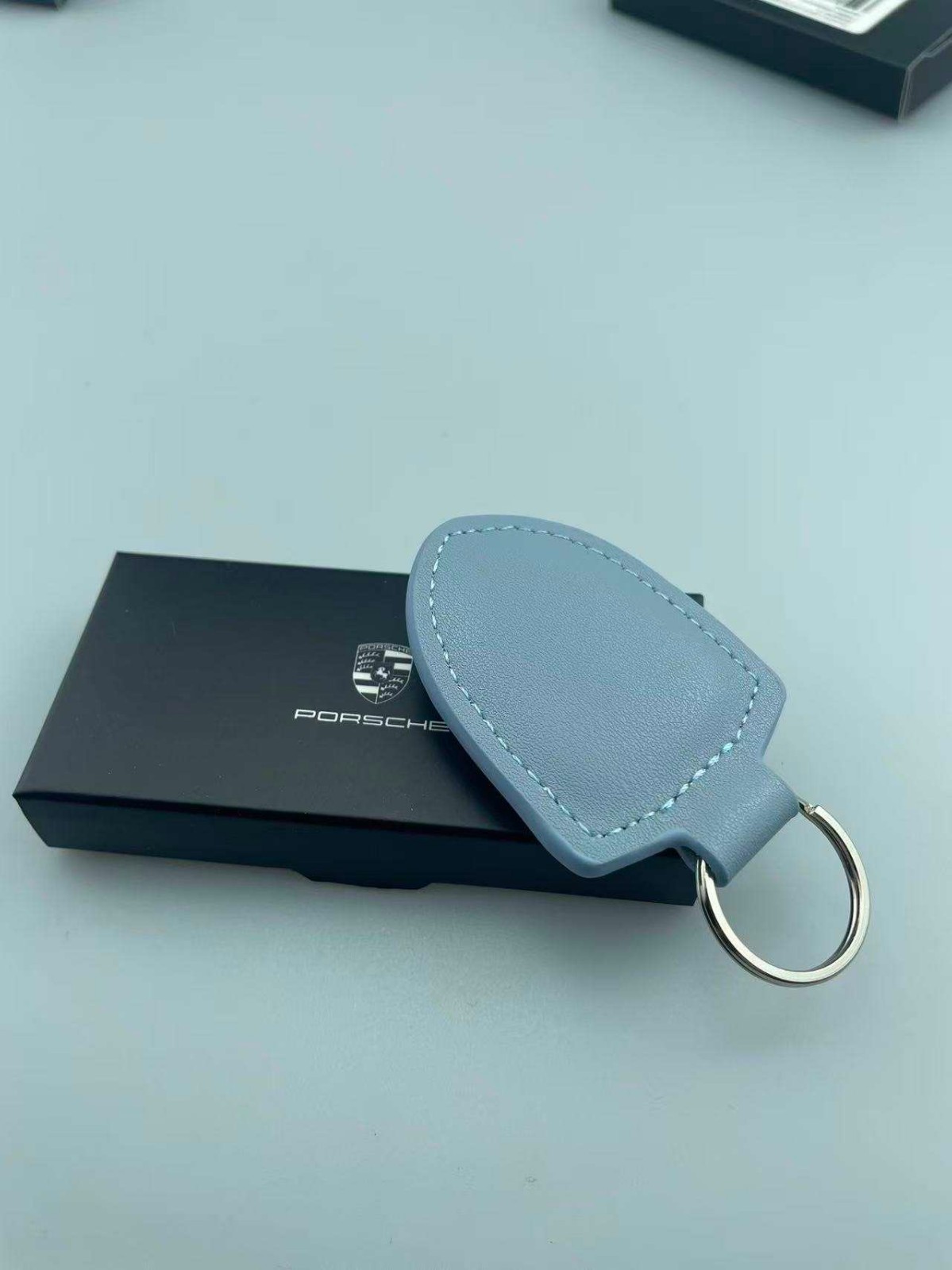 Genuine Porsche Leather Crest Key Ring: Gray 2026 Design