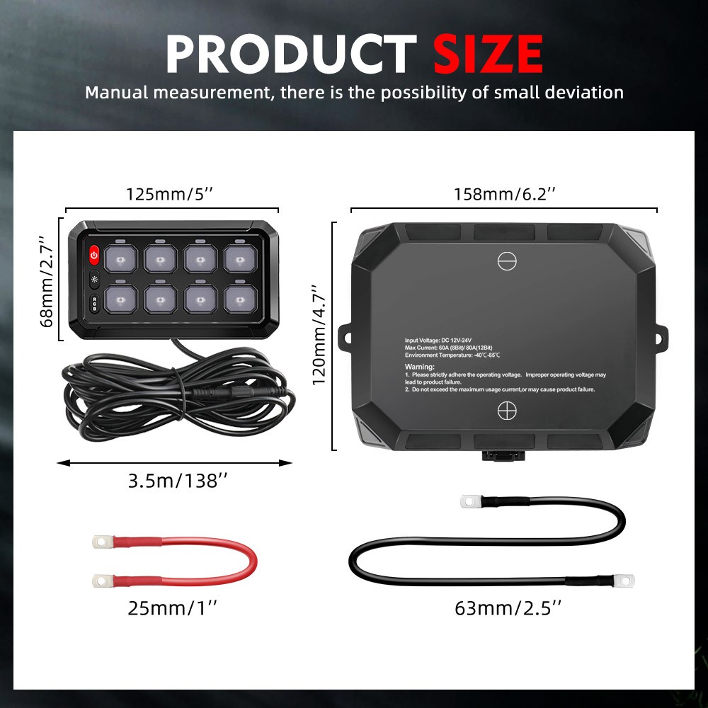 AR-800 Multifunction 8 Gang RGB Switch Panel bluetooth APP Controller For SUV