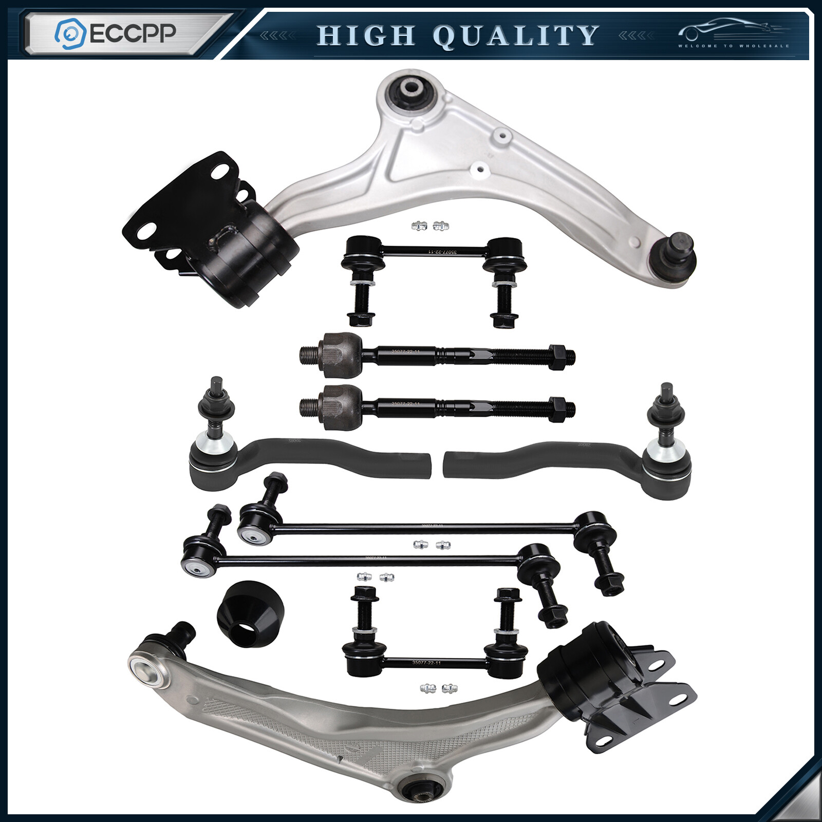 Front Lower Control Arms Tie Rods Sway Bar For 2013-2018 LINCOLN MKZ FORD FUSION