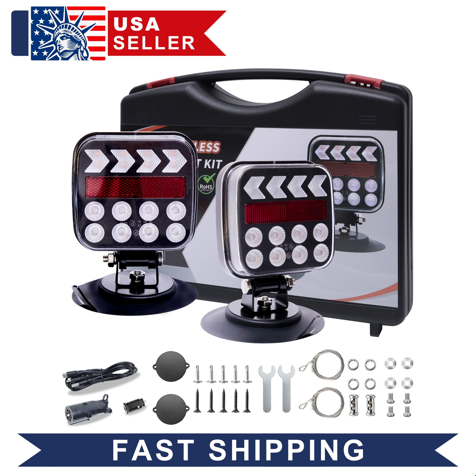 LED Trailer Lights 2.4GHz Wireless Magnetic IP67 Waterproof 9H Runtime