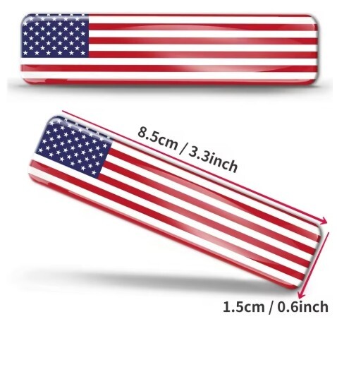 AMERICAN FLAG 3D EPOXY CAR EMBLEM SET (2) FLEXIBLE DURABLE WATERPROOF