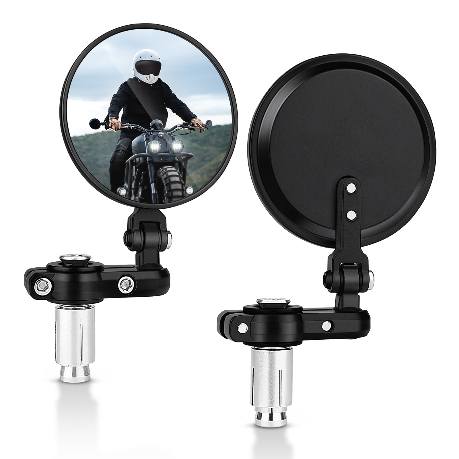Pair 7/8″ Motorcycle Rear View Side Mirrors Handlebar End For Honda Kawasaki ATV