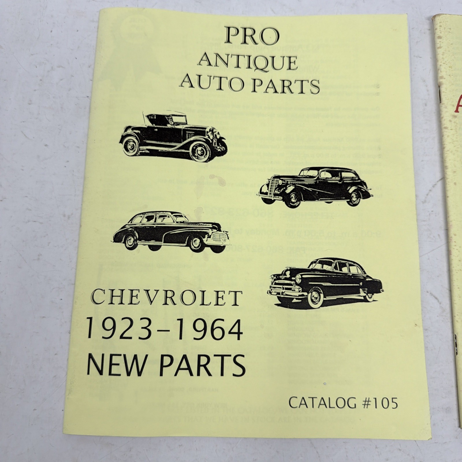 PRO ANTIQUE AUTO PARTS ‘CHEVROLET’ 1923-1964 NEW PARTS CATALOGS #105 & #101