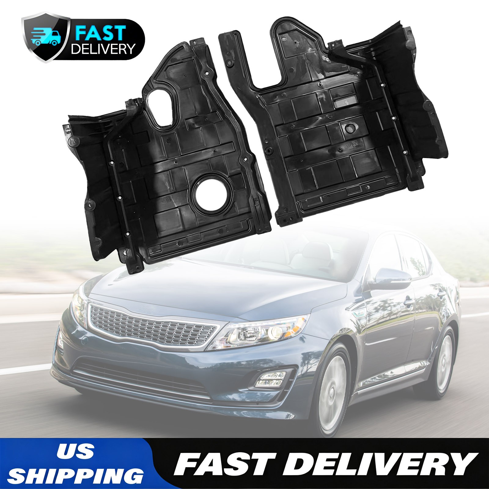 Pair Under Engine Splash Shield Right & Left For 2.4L Sonata 11-14 Optima 11-15