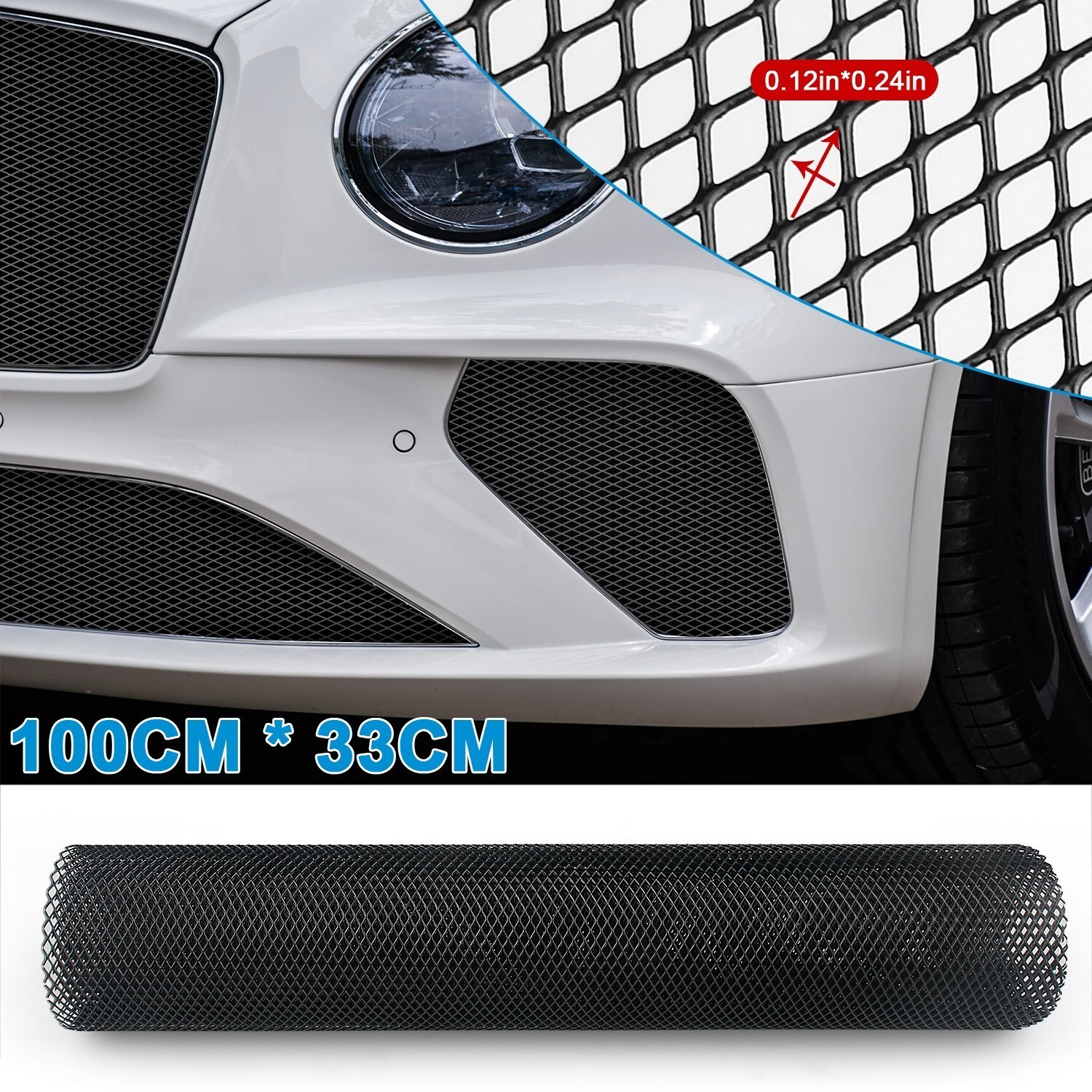40*13″ Car Grille Mesh Net Sheet Aluminum Rhombic Auto Grill Mesh 0.11″X0.23″