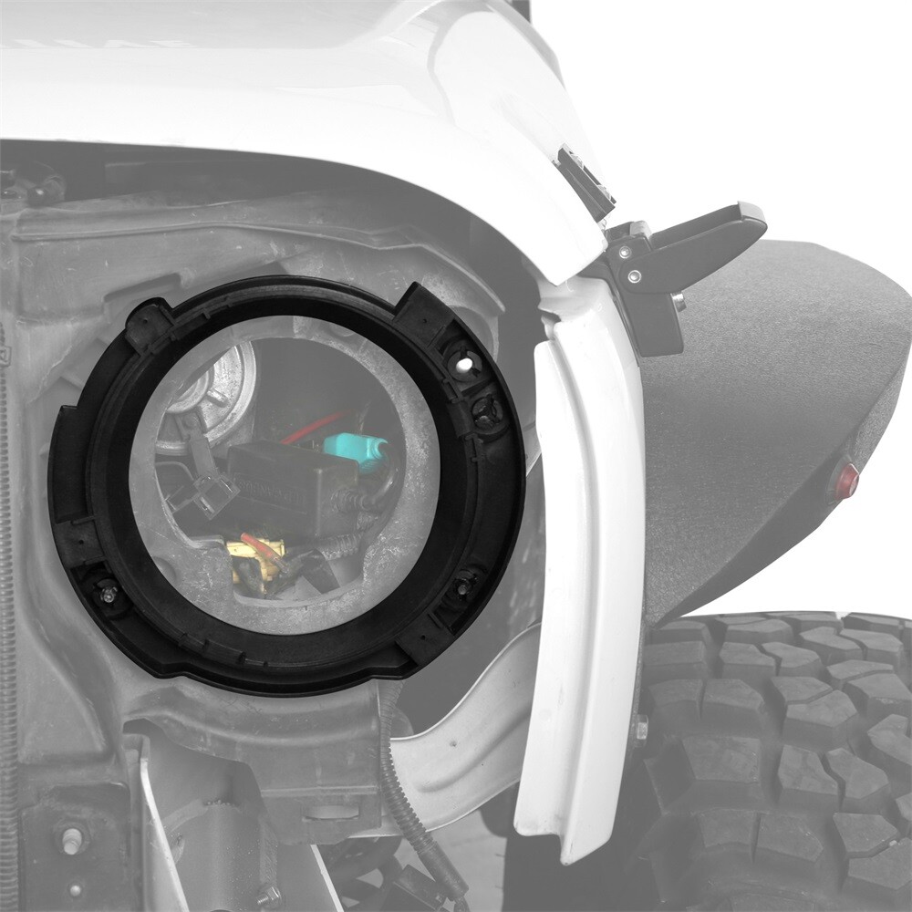 Steel & ABS Headlight Replacement Mount Ring Bracket For 07-18 Jeep Wrangler JK