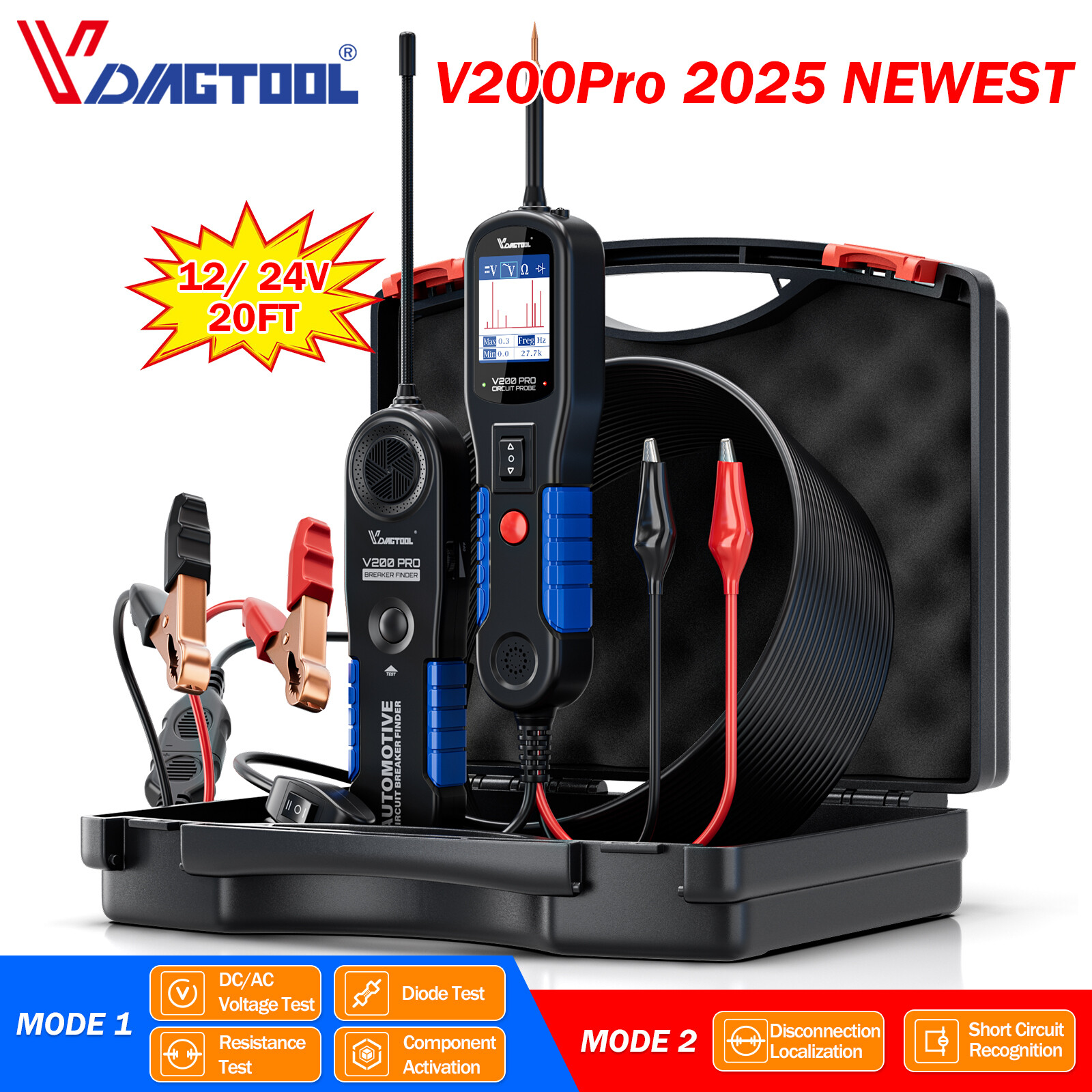 VDIAGTOOL V200 Pro Auto Power Tester Breaker Open Short Circuit Inspection Tool