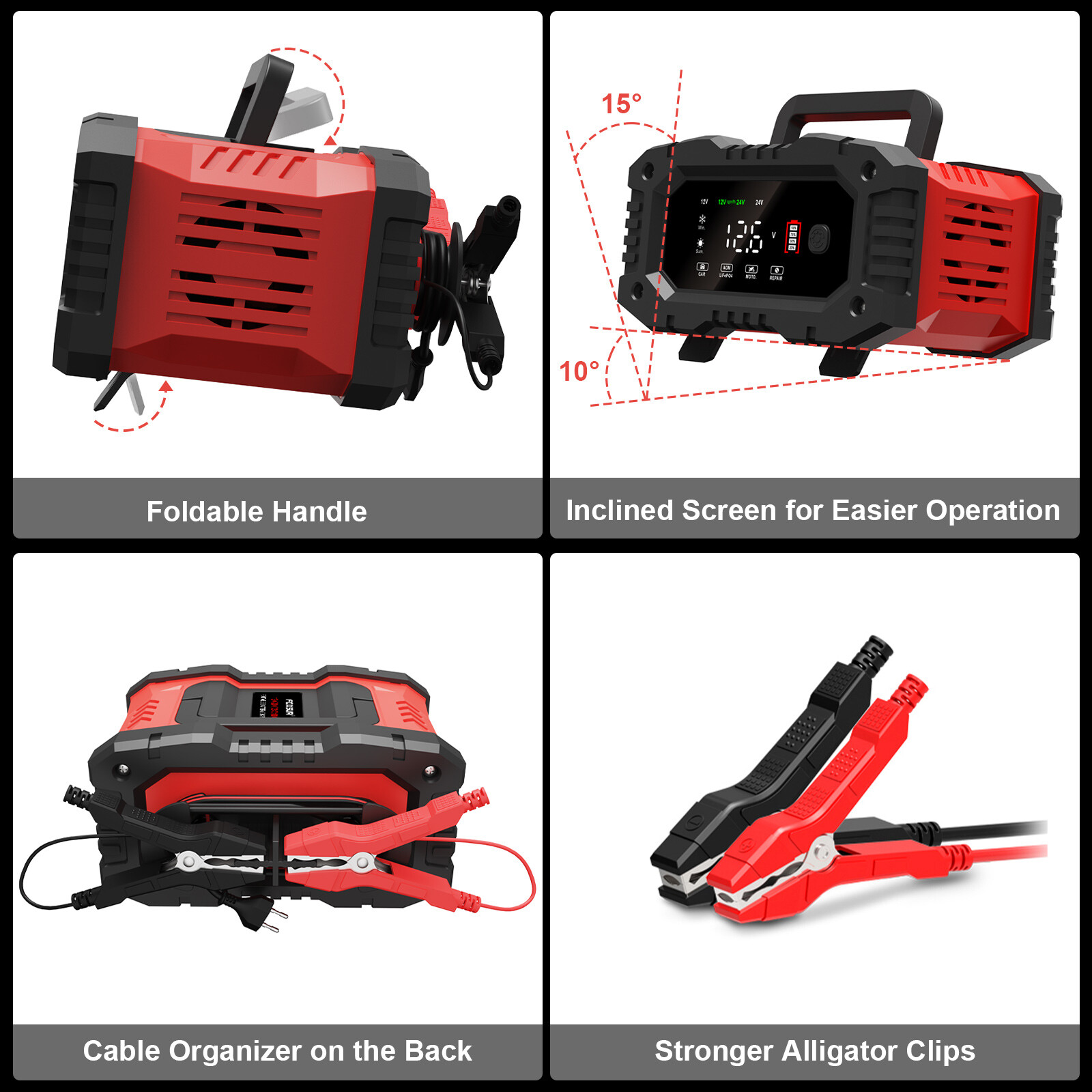 12V-20A 24V-10A Car Battery Charger Car Smart Repair Motorcycle Caravan Boat US