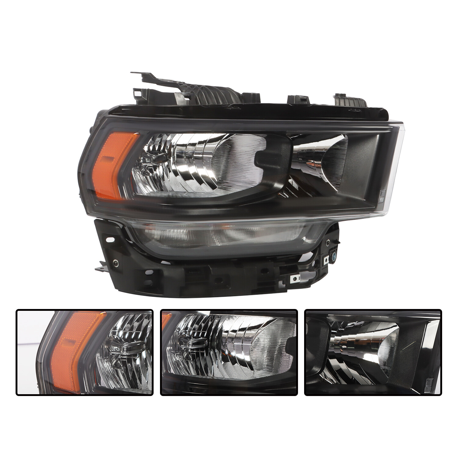 For 2019-2024 Ram 2500 3500 Halogen Model Headlights Headlamps Left+Right Black