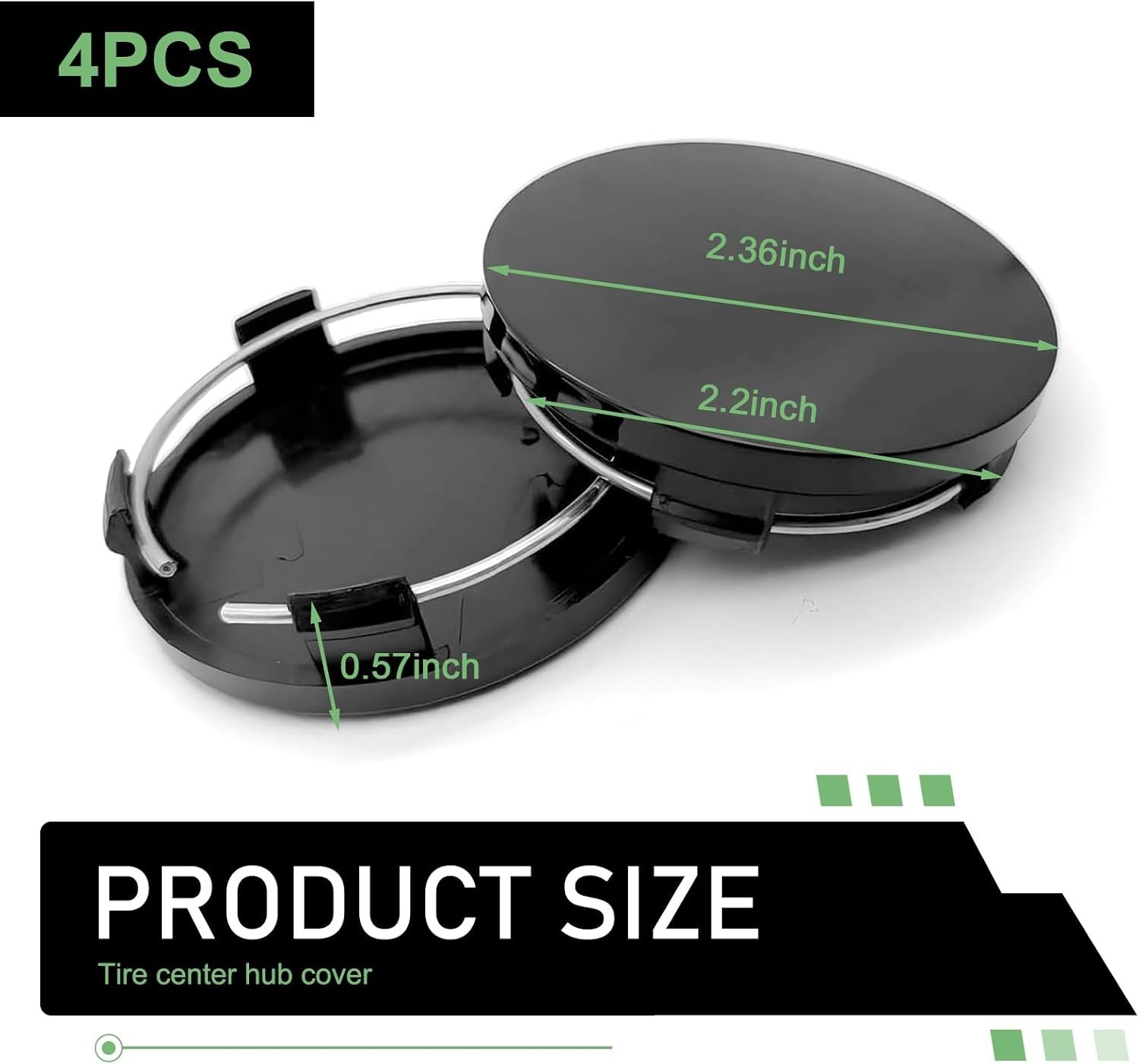 60MM Black Car Wheel Center Caps – 4PCS of Rustproof Hub Covers for All Vehicles