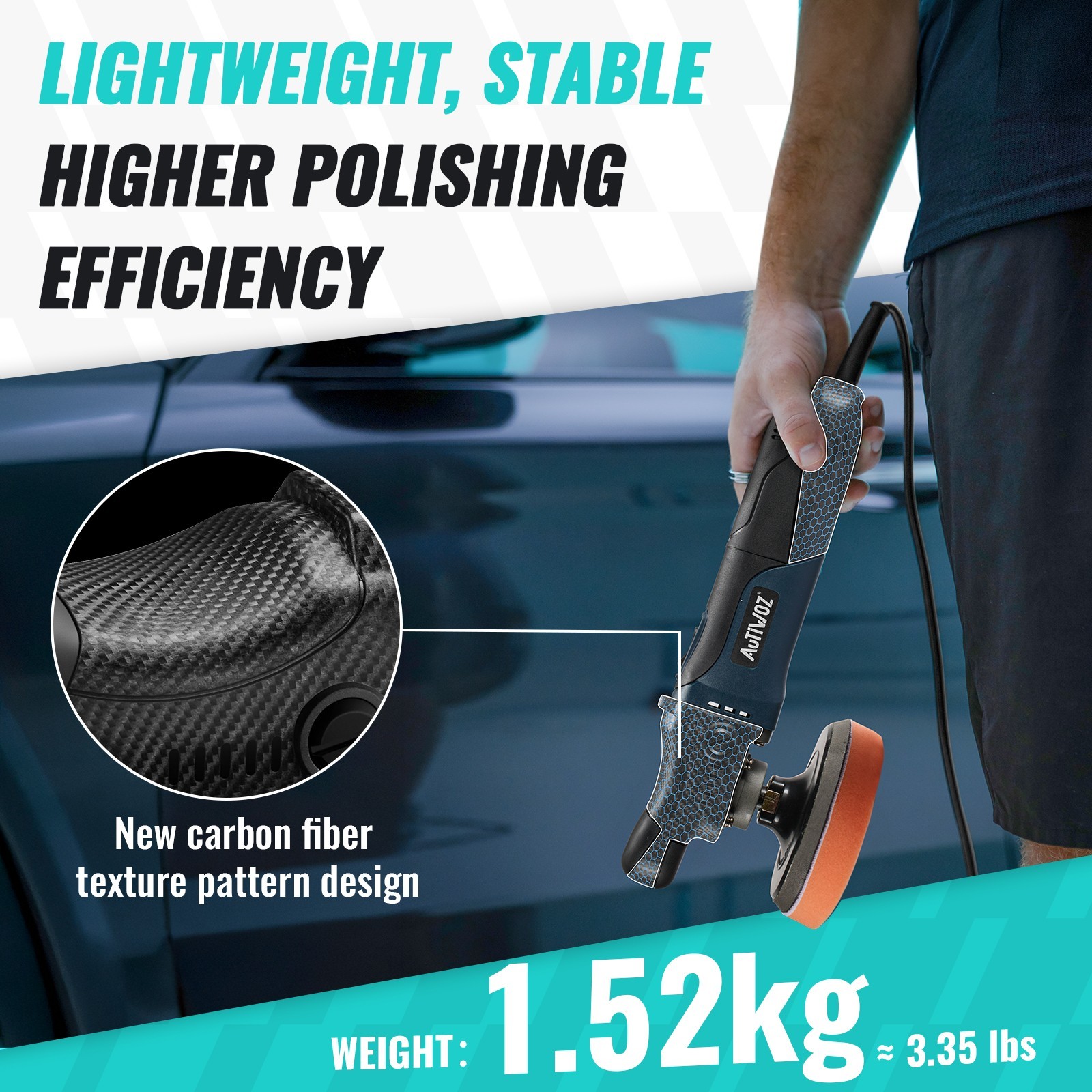 AUTIWOZ W04 Car Buffer Polisher Rotary 4-Inch/5-Inch Polishing Machine 6 Speeds
