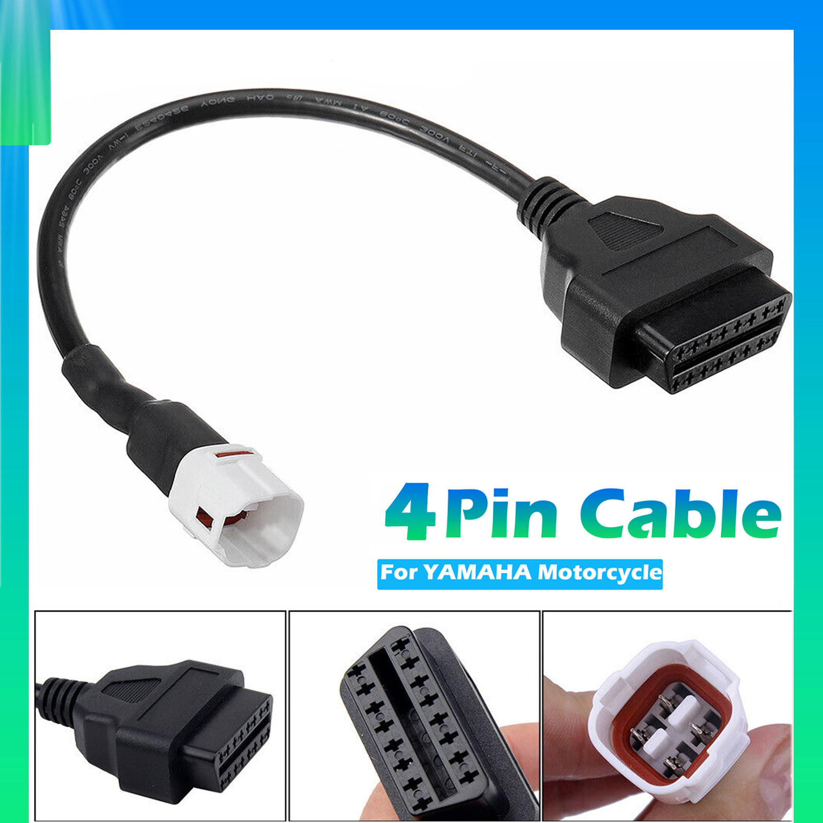 4 Pin to 16Pin OBD2 Diagnostic Cable Scanner Adapter Tool For YAMAHA Motorcycle