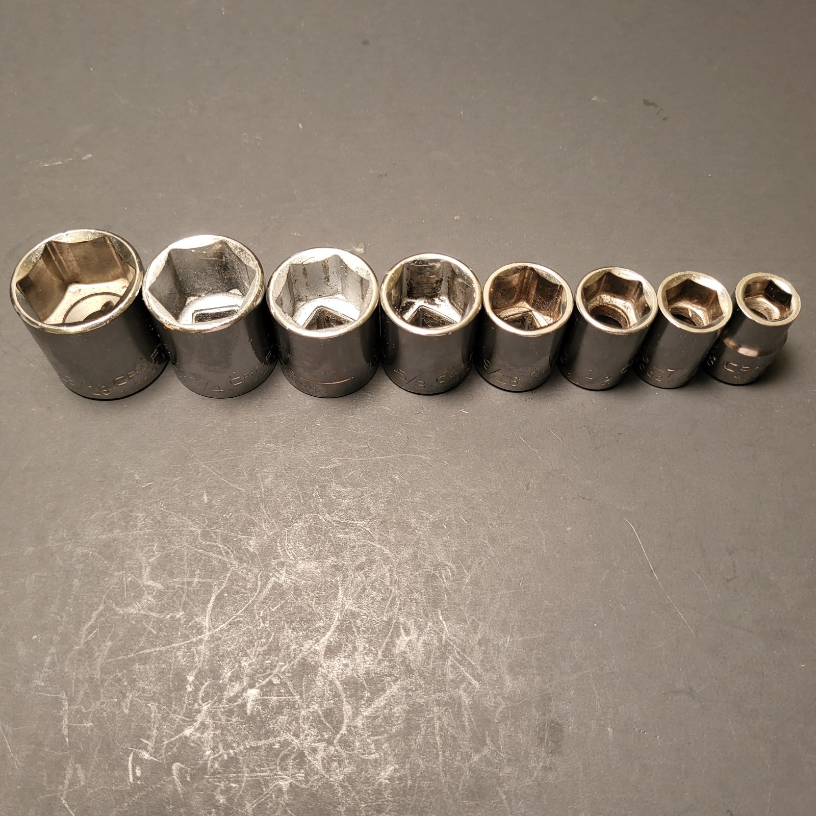 Craftsman made in USA 82 piece socket set metric & sae in tray 1/2” 3/8” 1/4” dr