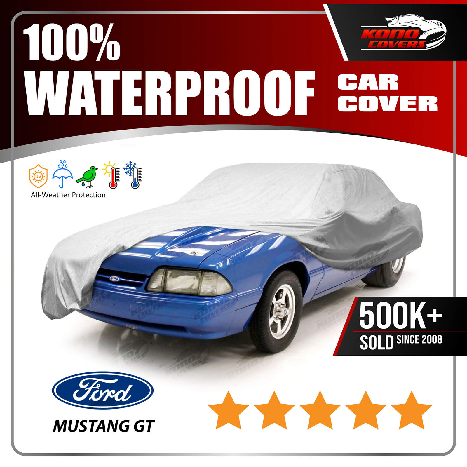 Ford Mustang 1987-1993 CAR COVER – 100% Waterproof Breathable UV Protection