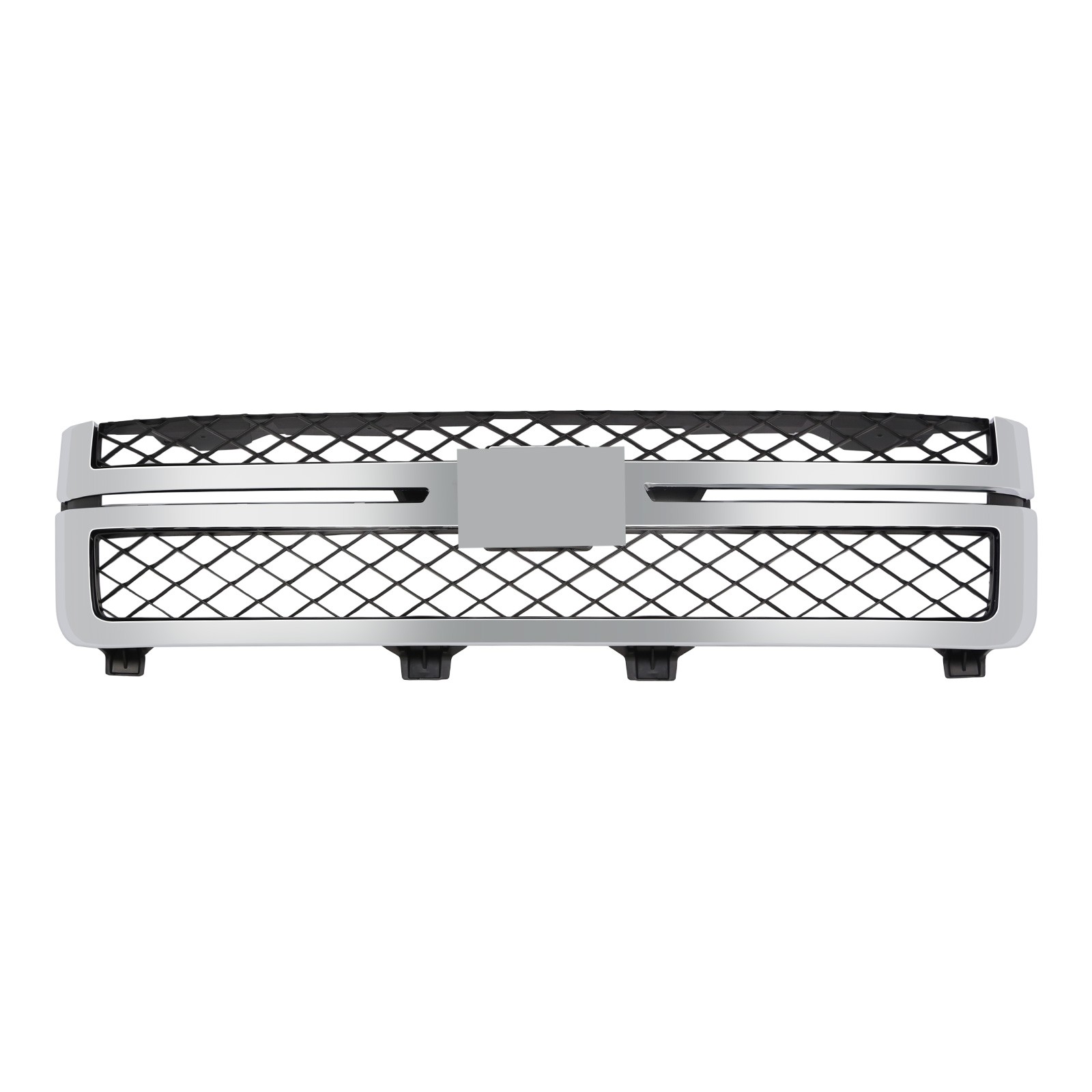 Front Grille Assembly Fit For 2011-2014 Silverado 2500 3500 HD Black and Chrome