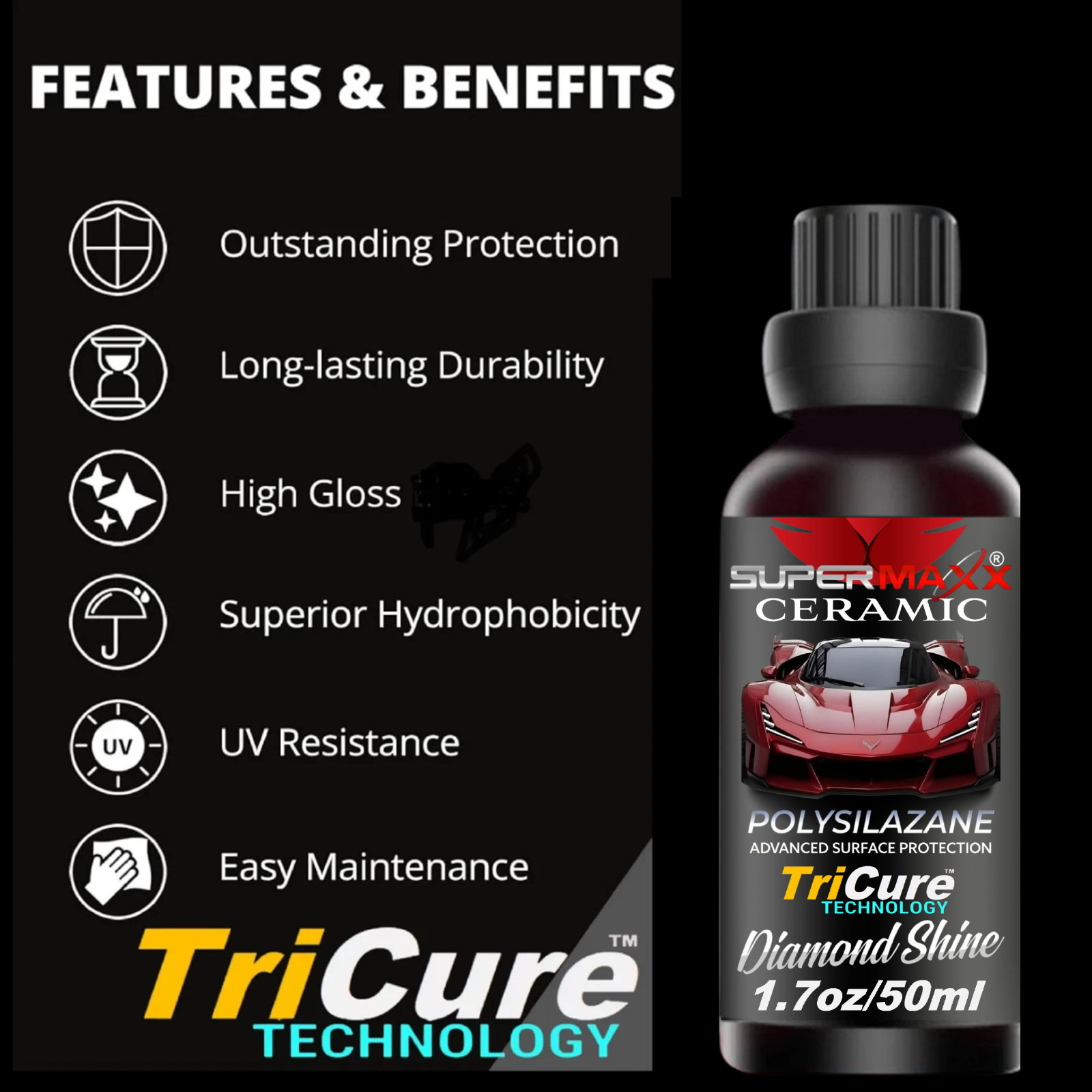 XTREME CERAMIC CAR COATING “5” YEAR “ADVANCED “PAINT PROTECTION” – “1.7oz/50ml