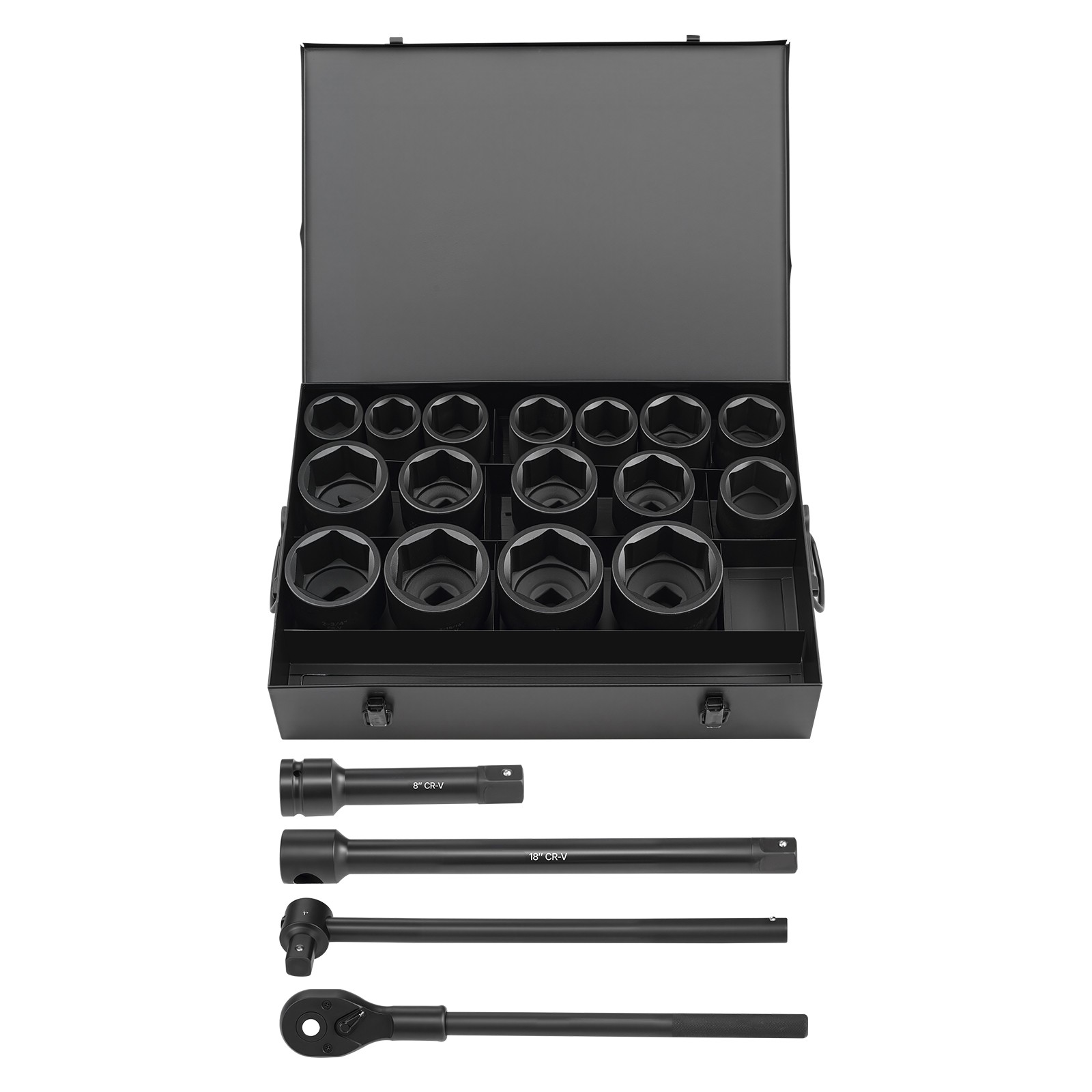 Uimoso 1 in Drive Impact Socket Set, 21-Piece SAE, Sizes 1-5/8 in to 3-1/8 in