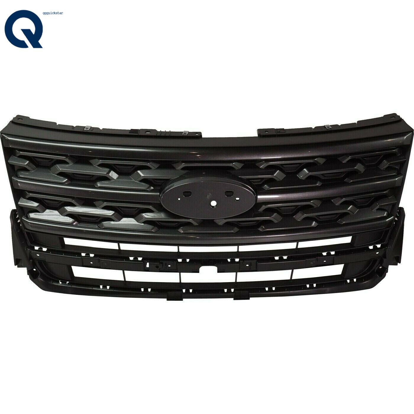 For 2018 2019 Ford Explorer Matte Black ABS Plastic Front Bumper Upper Grille