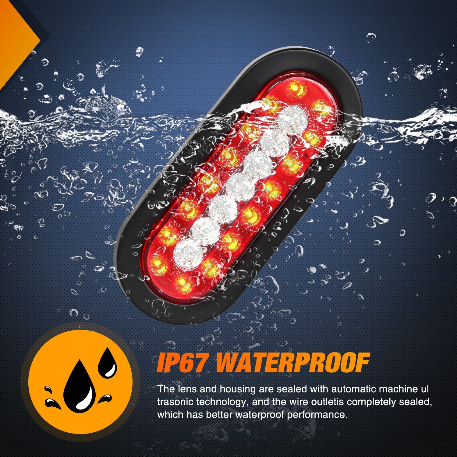 Nilight 2PCS 6Inch Oval LED Trailer Tail Lights Red White 23LEDs IP67 Waterproof