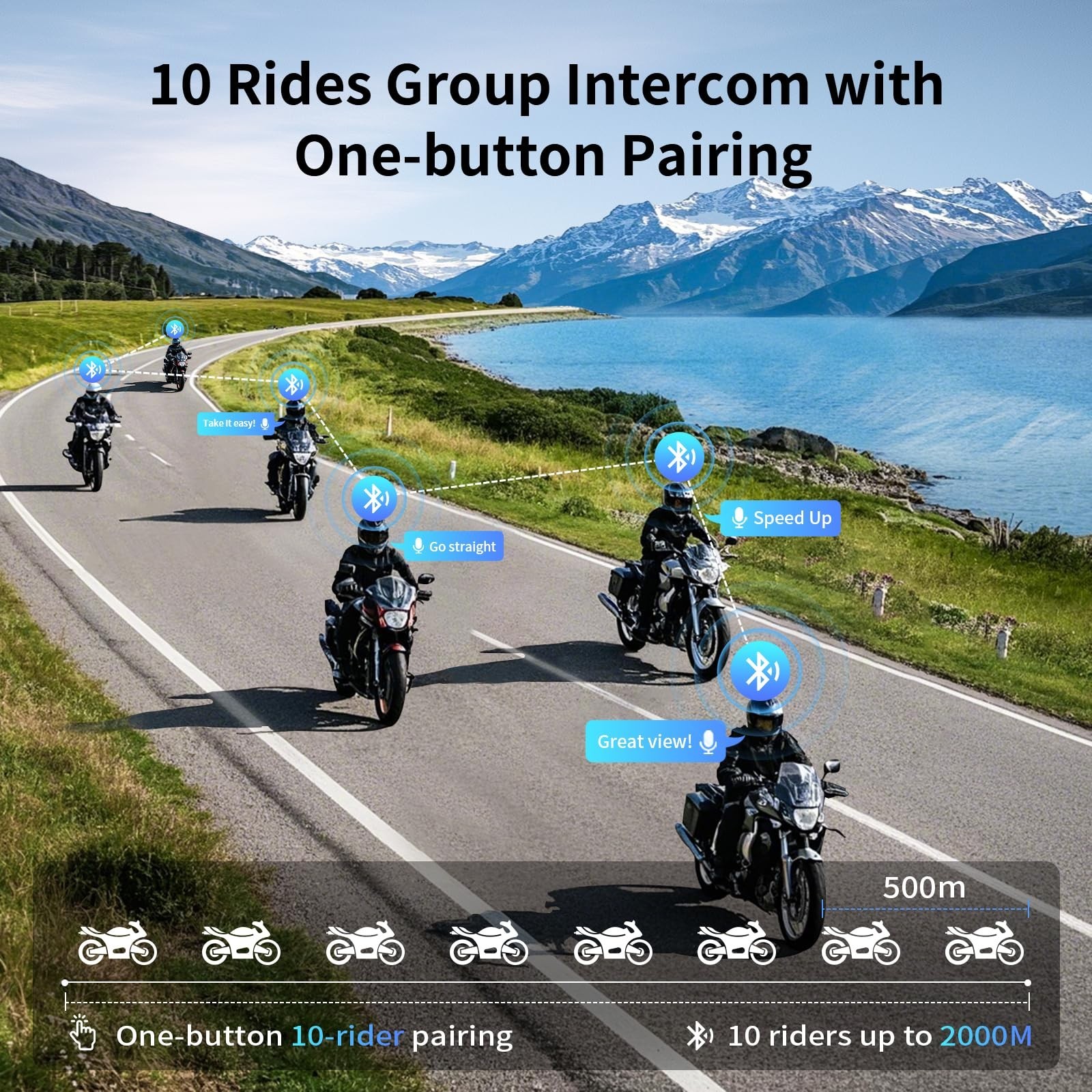 FODSPORTS Motorcycle Bluetooth Intercom with Music Sharing, M1S Pro 2000m 8 R…