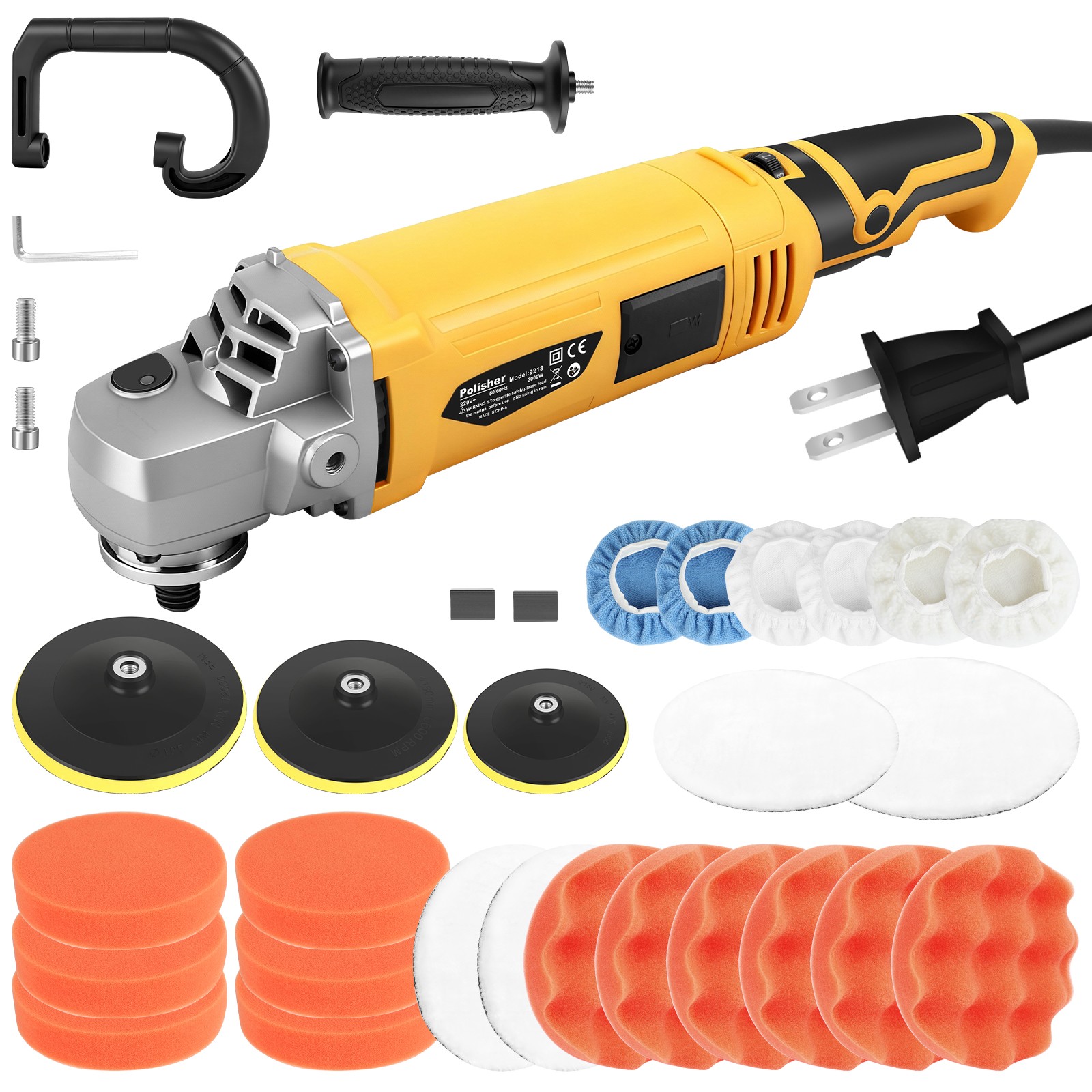 ✅Car Buffer Polisher Waxer 7Speed Rotary 5″ + 6″ Backing Plate Polishing Machine