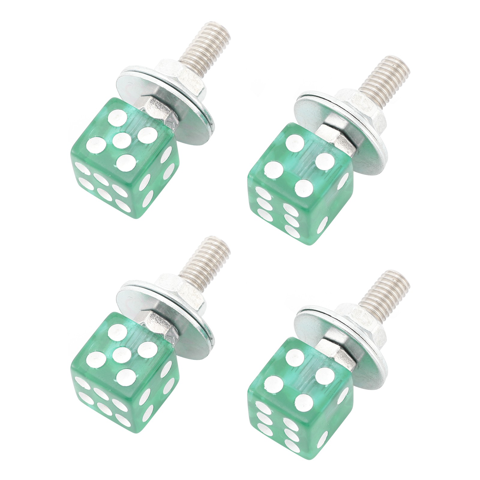 4x Motorcycle Bike Plastic Green Dice License Plate Bolt On Screw On Frame Nut