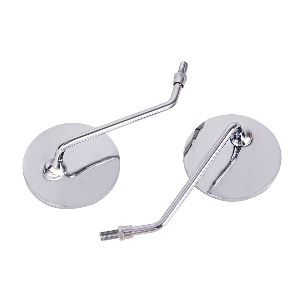 Motorcycle Classic Chrome Round RearView Side Mirrors 10mm Universal For Honda