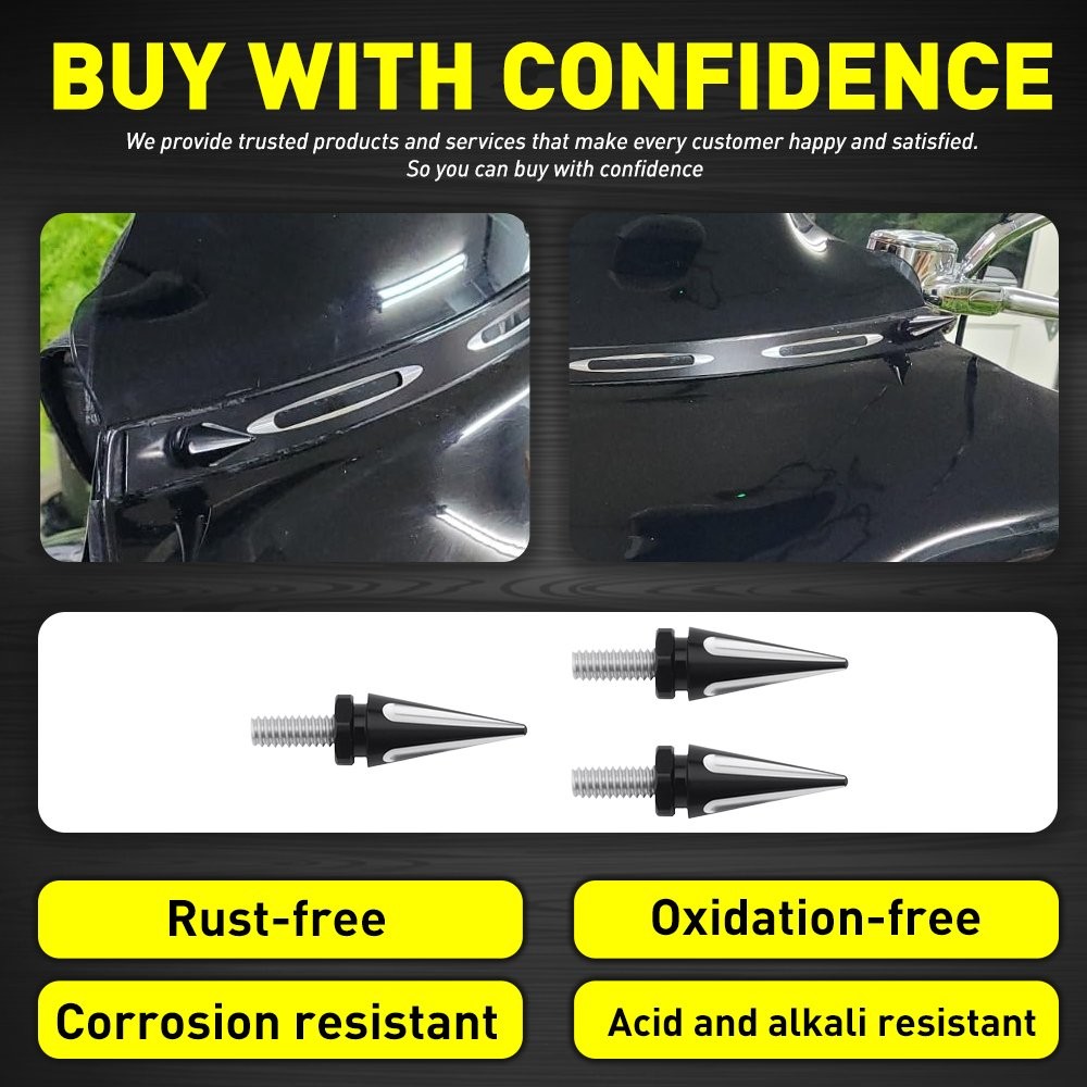 Black+White Spike Windscreen Windshield Screws For Harley Touring 1996-13 3-30X