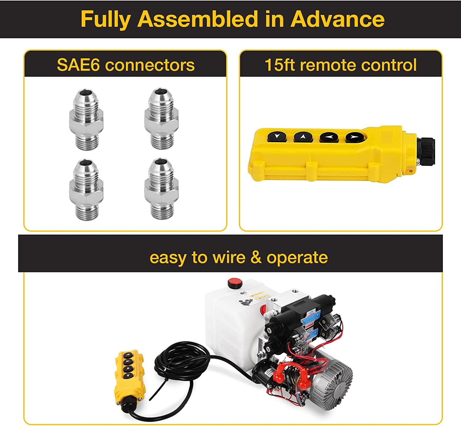 12V 4.5 Quart Hydraulic Power Unit Double Acting Pump Trailer Dump Trailer