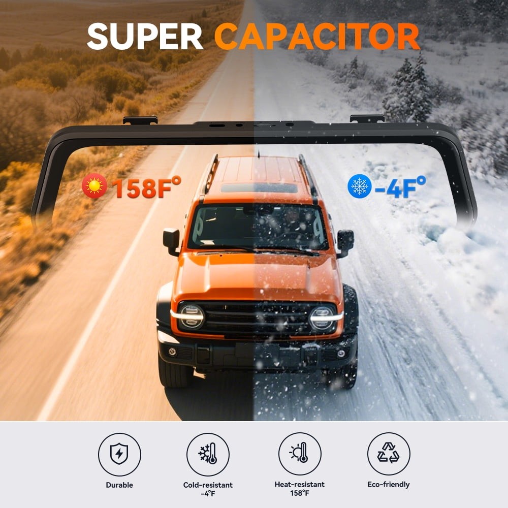 WOLFBOX Dash Camera 4K Dash Cam Front and Rear, FREE 64GB Card Parking Monitor