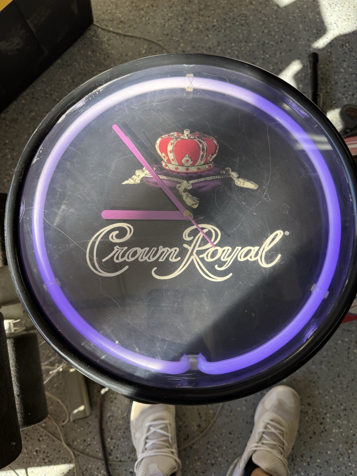 15″ Crown Royal Whisky Jewels Sign Single Neon Clock, Purple
