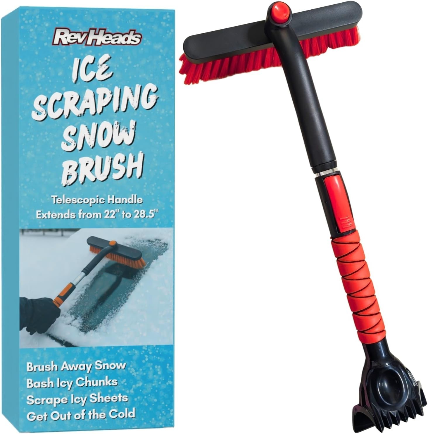 Winter Warrior Ice Scraper & Snow Brush – Telescopic to 28” for Extreme Weather