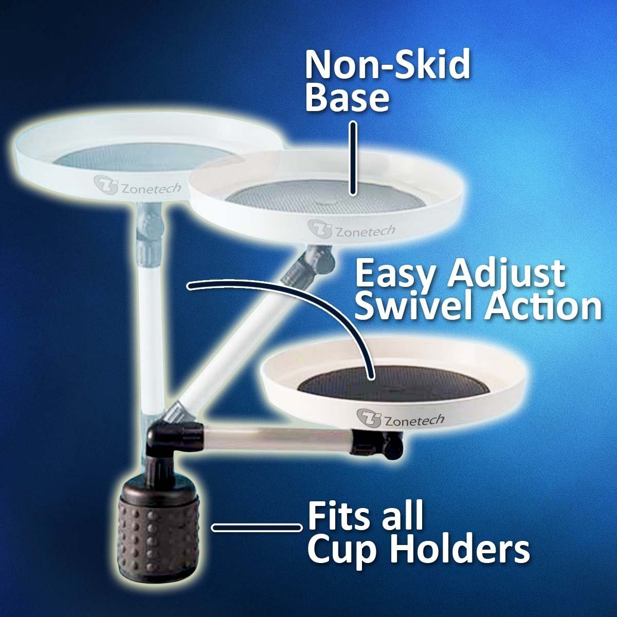 Zone Tech Car Swivel Mount Holder Travel Cup Coffee Table Stand Food Tray